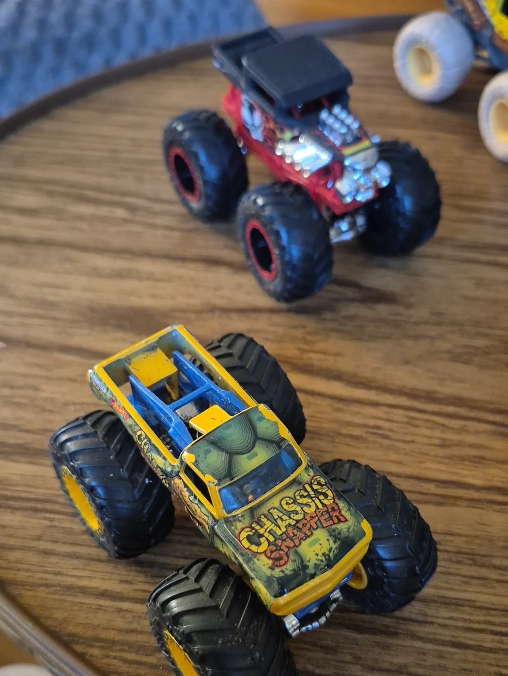 Mattel Monster Truck Collection - Red, Green, Silver Gently Used 1/64 Scale.